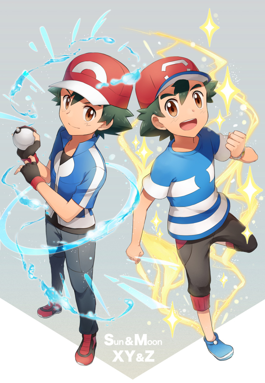 black_eyes brown_eyes dual_persona highres pokemon pokemon_(anime) pokemon_sm_(anime) pokemon_xy_(anime) satoshi_(pokemon)