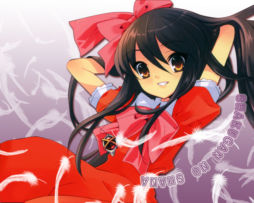 black_hair brown_eyes dress itou_noiji jewelry long_hair necklace shakugan_no_shana shana wallpaper