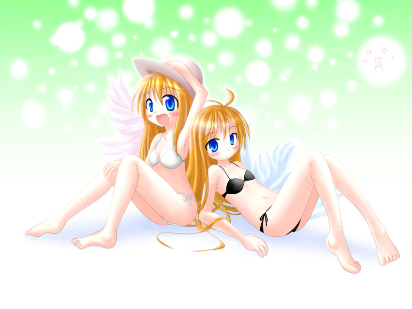 blue_eyes dual_persona lily_black lily_white swimsuit touhou