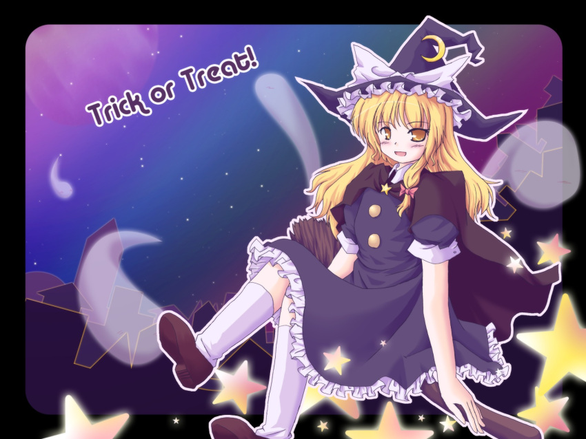 broom_riding halloween highres kirisame_marisa lzh touhou wallpaper witch