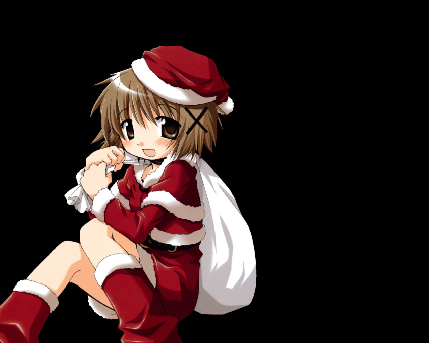 black christmas hidamari_sketch santa_costume santa_hat yuno