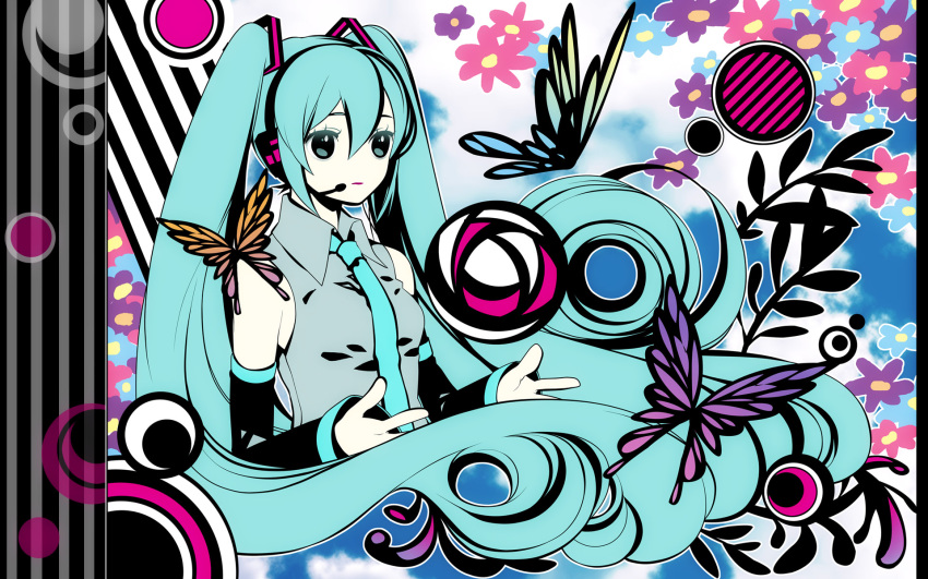 butterfly hatsune_miku highres saihate_(vocaloid) vocaloid wallpaper yoko_(shiocolor)