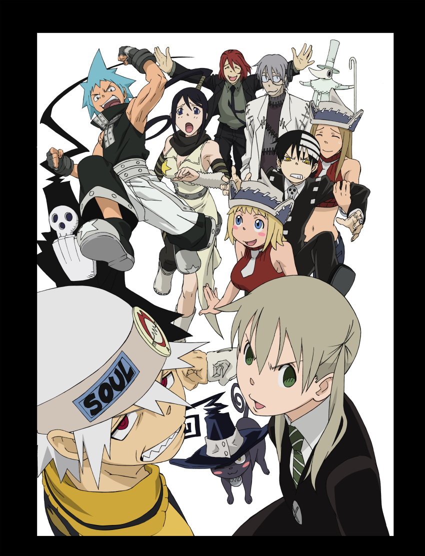 black_star blair death_scythe_(spirit) death_the_kid dr_franken_stein elizabeth_thompson excalibur maka_albarn nakatsukasa_tsubaki patricia_thompson shinigami-sama soul_eater soul_eater_(character)