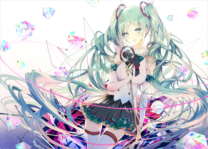 dress green_eyes green_hair hatsune_miku long_hair