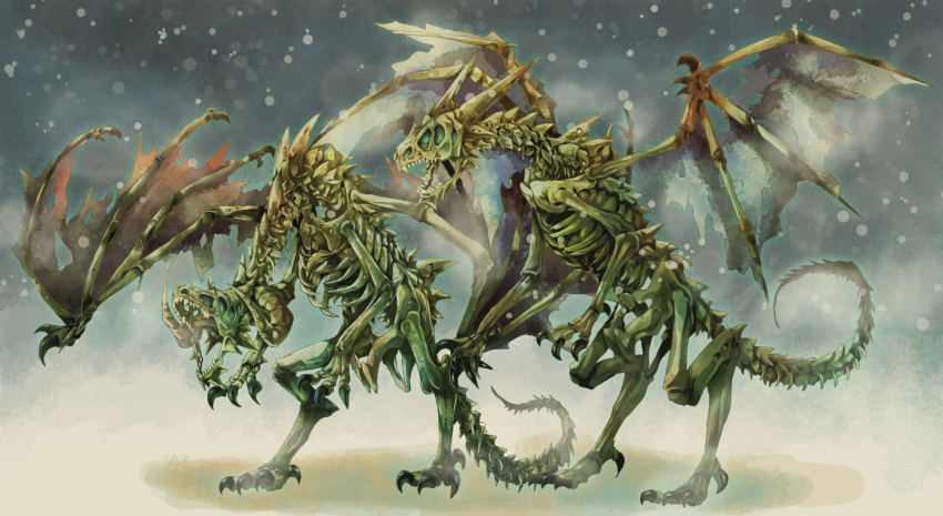 bone bones claws dragon gigandal_federation horns michii_yuuki pixiv pixiv_fantasia pixiv_fantasia_3 skeleton tail zombie