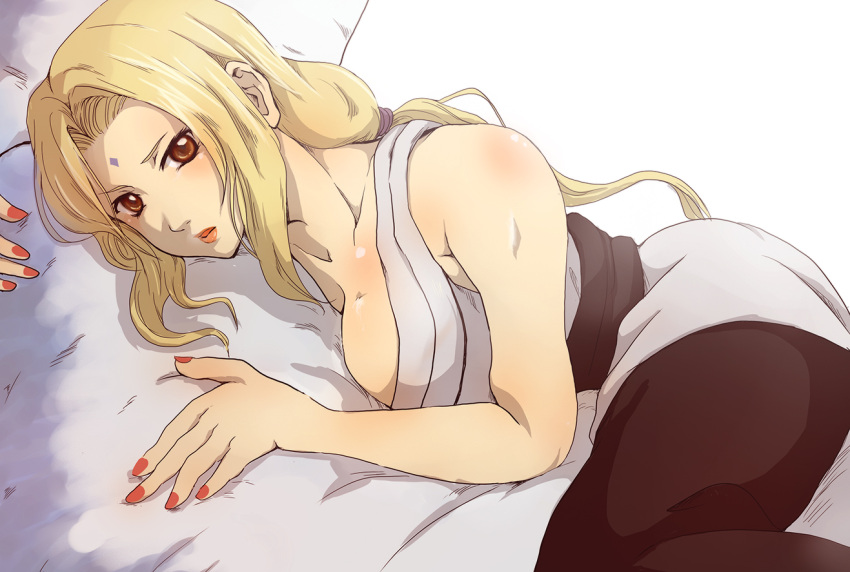 1girl blonde_hair blush breasts brown_eyes fugasi01153 large_breasts long_hair looking_at_viewer naruto tsunade