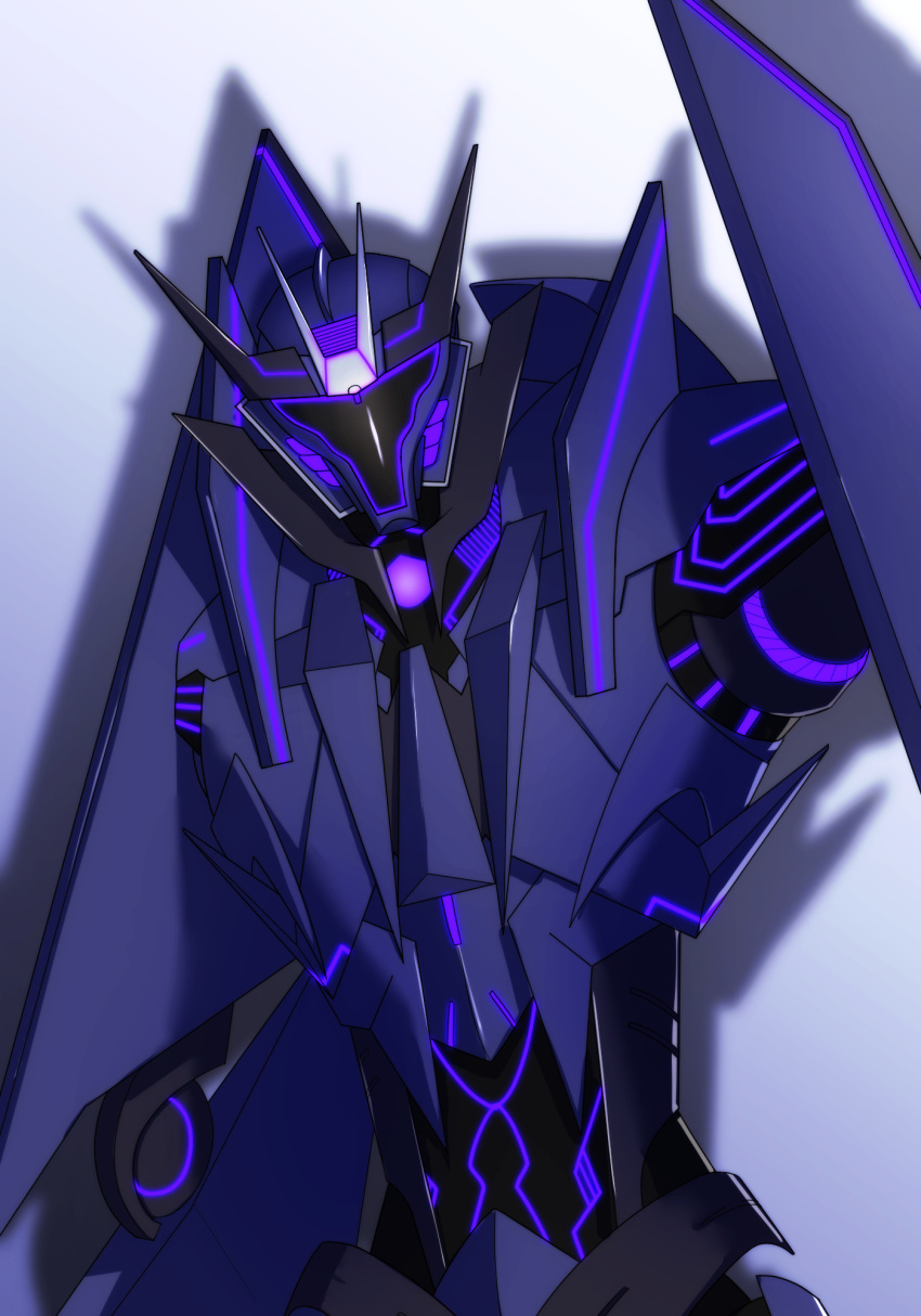 1boy decepticon glowing highres horns looking_at_viewer no_humans simple_background solo soundwave standing transformers transformers_prime upper_body white_background