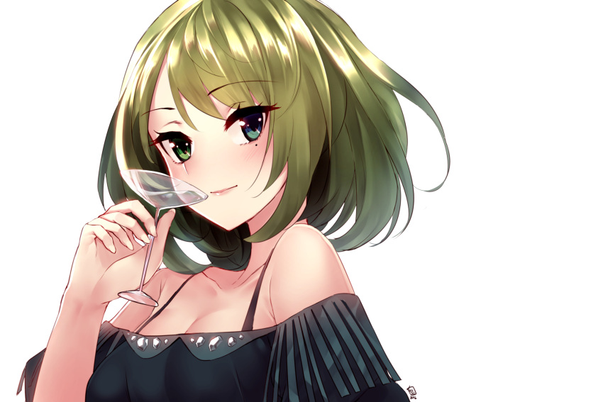 dress green_hair heterochromia idolmaster idolmaster_cinderella_girls short_hair takagaki_kaede