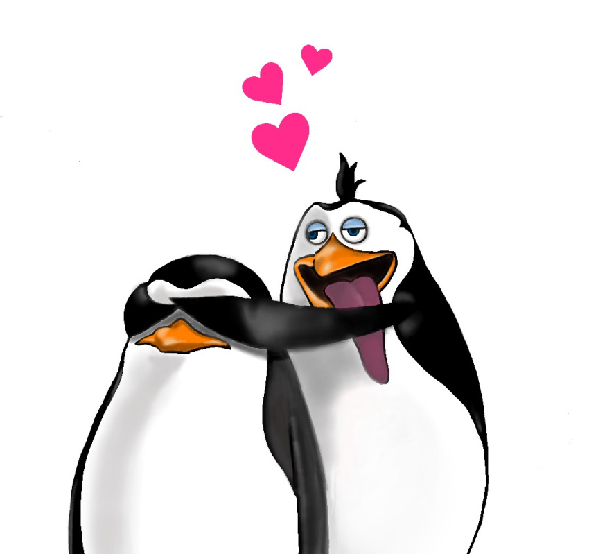 2boys ahoge bird blue_eyes dreamworks hahako heart madagascar madagascar_(movie) no_humans penguin pixiv private_(madagascar) rico_(madagascar) the_penguins_of_madagascar tongue white_background