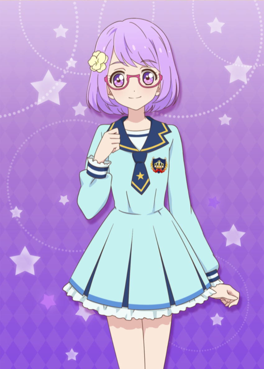 glasses nanakura_koharu purple_eyes short_hair violet_hair