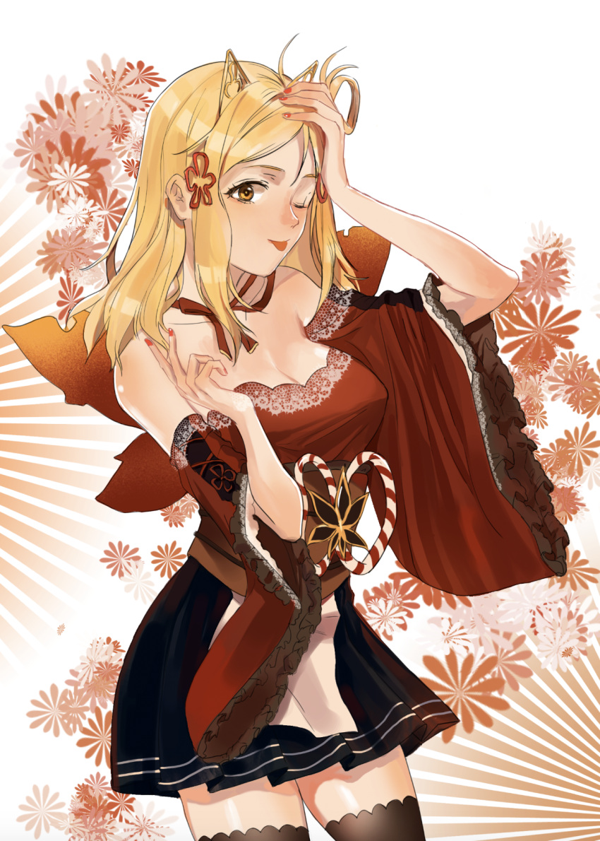 blonde_hair dress ohara_mari short_hair yellow_eyes