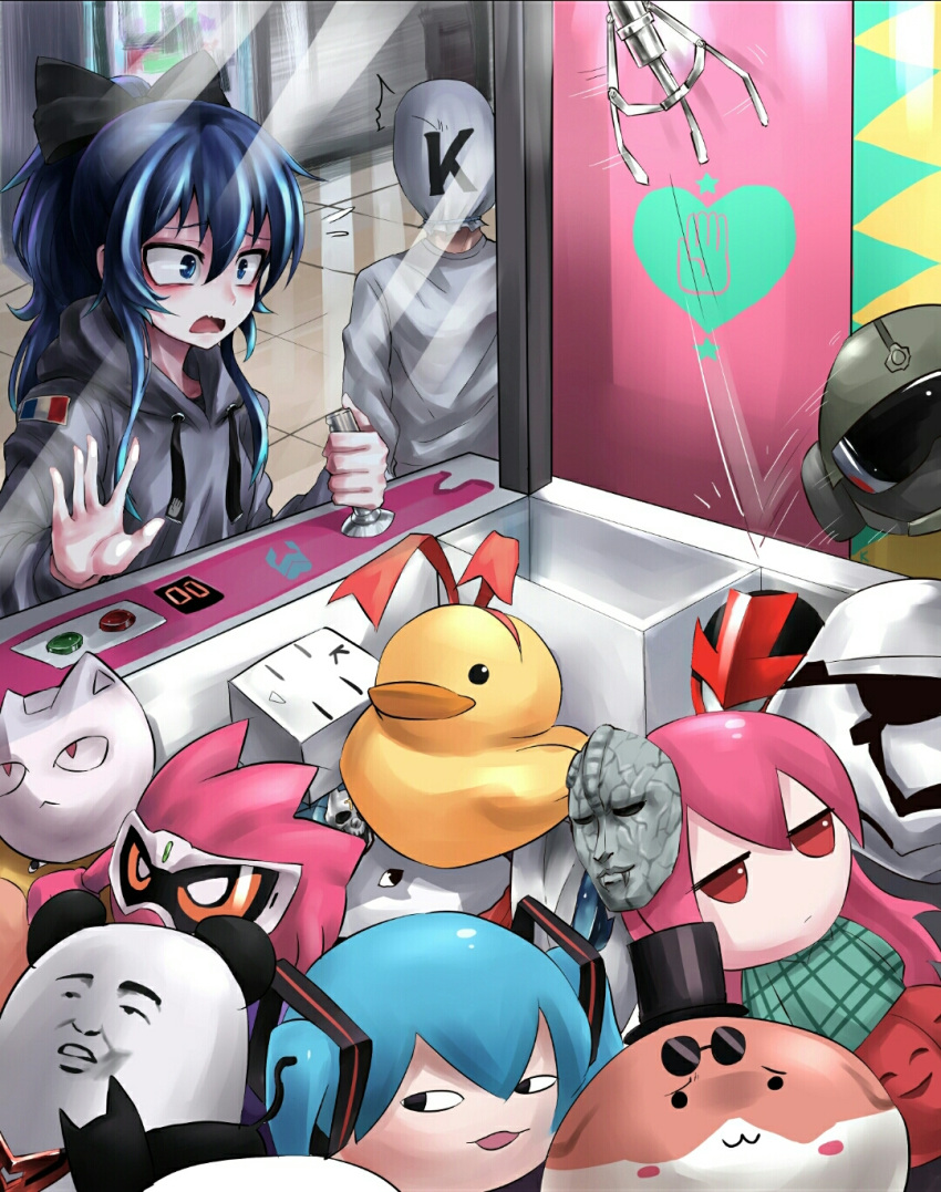 /\/\/\ 1boy 1girl against_glass bird blue_eyes blue_hair bow character_doll chibi chunk-san crane_game drawstring duck failure flying_sweatdrops hata_no_kokoro hatsune_miku highres jacky_cheung jaeger_(rainbow_six_siege) jojo_no_kimyou_na_bouken kaitou_sentai_lupinranger_vs._keisatsu_sentai_patranger kamen_rider kamen_rider_ex-aid kamen_rider_ex-aid_(series) killer_queen lupinred mask meme rainbow_six_siege sheer_heart_attack shiteyan'yo star_wars star_wars:_the_force_awakens stone_mask_(jojo) stormtrooper super_sentai touhou vocaloid yorigami_jo'on yorigami_shion