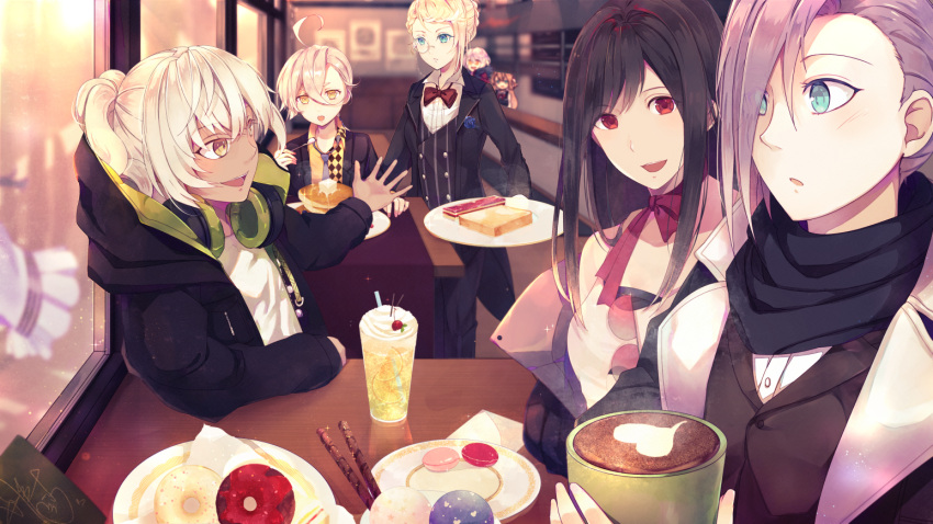 6+girls aek-999_(girls_frontline) ahoge alternate_costume alternate_hairstyle aqua_eyes bangs black_gloves black_hair black_pants black_scarf blonde_hair blue_eyes blue_flower blue_rose blurry blush braid breasts brown_hair butter cherry cleavage closed_mouth coffee collared_shirt countertop cup depth_of_field double-breasted doughnut drinking_straw dusk expressionless eyebrows_visible_through_hair flower food fruit fur-trimmed_jacket fur_trim g36_(girls_frontline) girls_frontline glasses gloves green_eyes grey_hair hair_between_eyes hair_bun hair_over_one_eye hair_ribbon headphones headphones_around_neck heart holding holding_cup holding_spoon ice_cream jacket large_breasts light_particles long_hair long_sleeves looking_at_another looking_at_viewer m1903_springfield_(girls_frontline) medium_breasts melting mg5_(girls_frontline) monocle multicolored_hair multiple_girls napkin neck_bow necktie off_shoulder open_clothes open_mouth orange-tinted_glasses pancake pants pink-tinted_glasses pkp_(girls_frontline) plate ponytail purple_neckwear pzb39_(girls_frontline) red_eyes red_neckwear red_scarf reflection ribbon rose scarf shirt short_hair sidelocks sign silver_hair sleeveless sleeveless_shirt smile sparkle spoon standing sundae sunglasses table tablecloth thick_eyebrows thompson_submachine_gun_(girls_frontline) toast tsurime very_long_hair vest white_shirt window windowsill yellow_eyes yellow_shirt yuizayomiya