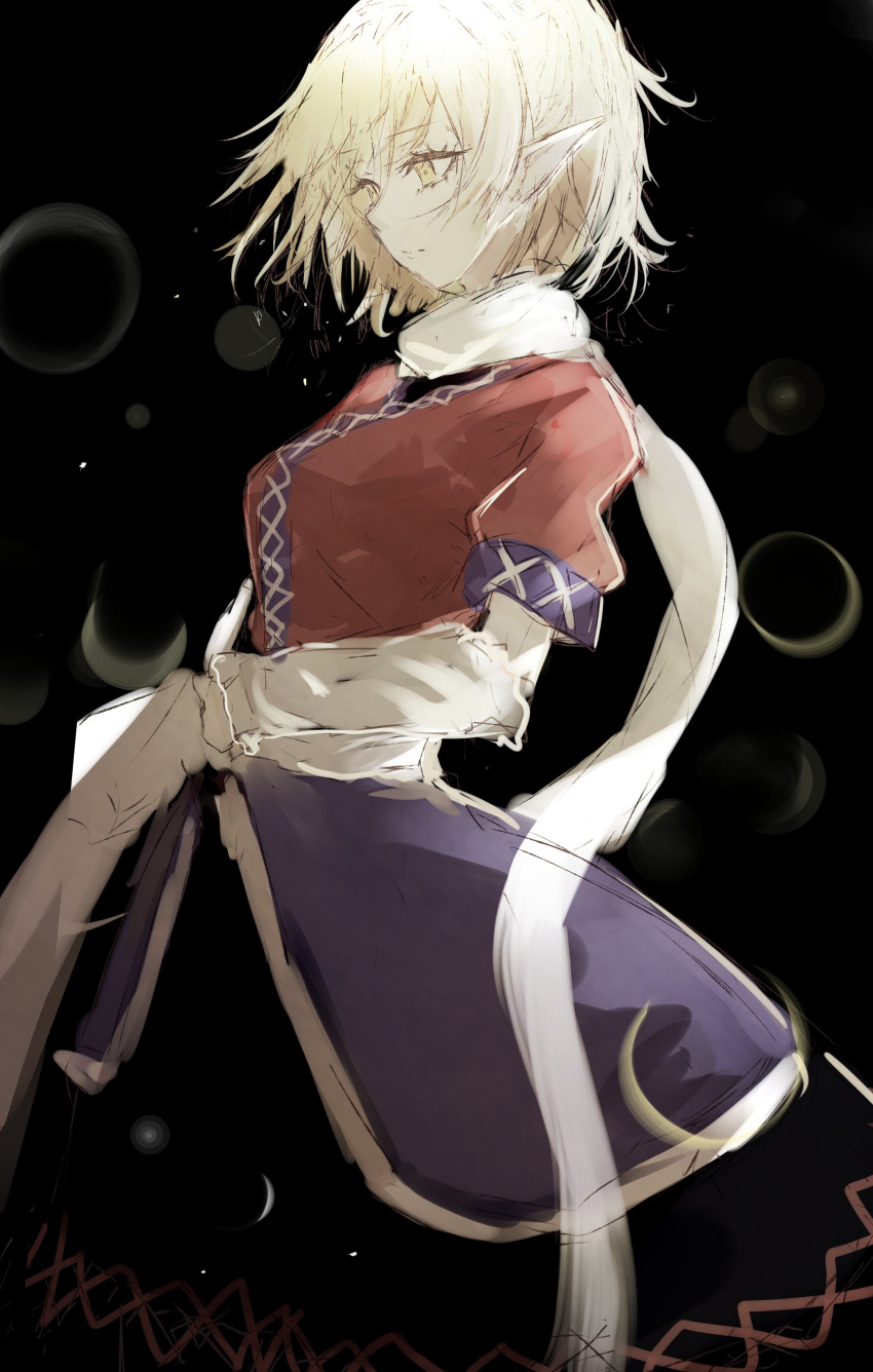 1girl absurdres blonde_hair breasts highres long_sleeves mizuhashi_parsee pointy_ears scarf short_hair skirt solo touhou watchi yellow_eyes