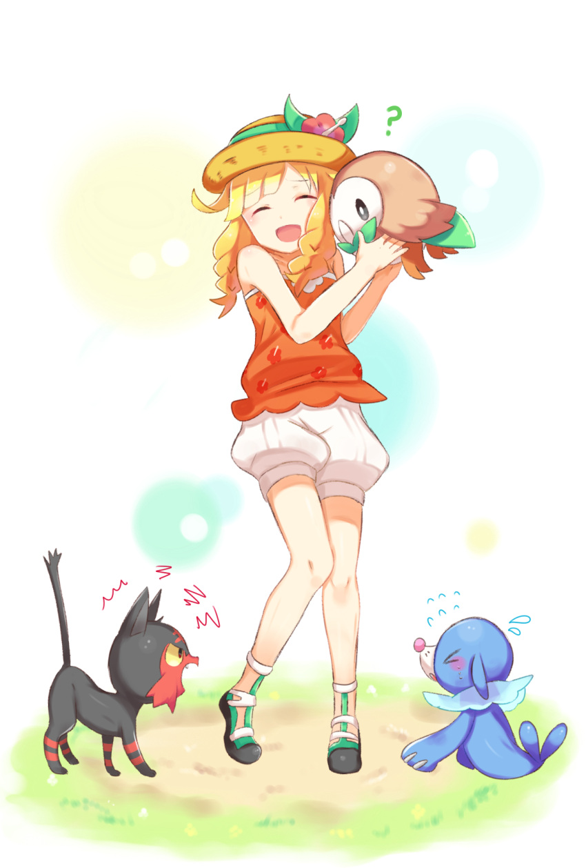 1girl blonde_hair blush character_request closed_eyes fuwasn1545 highres long_hair open_mouth pokemon smile