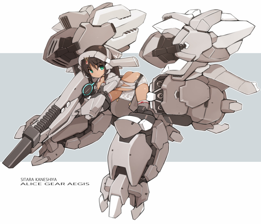 1girl alice_gear_aegis character_name copyright_name highres holding holding_weapon kaneshiya_sitara karukan_(monjya) mecha_musume weapon