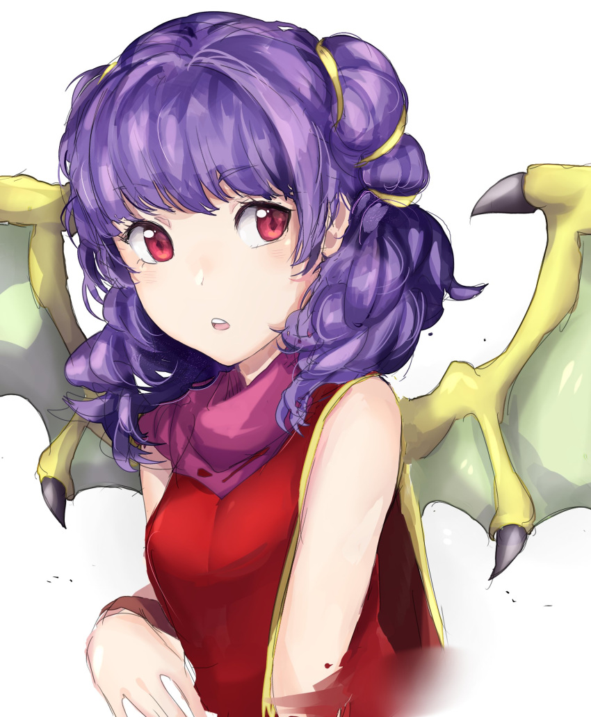 1girl blush cape dragon_girl dragon_wings fire_emblem fire_emblem:_seima_no_kouseki fire_emblem_heroes highres jackii long_hair mamkute myrrh open_mouth purple_hair red_eyes short_hair solo twintails wings
