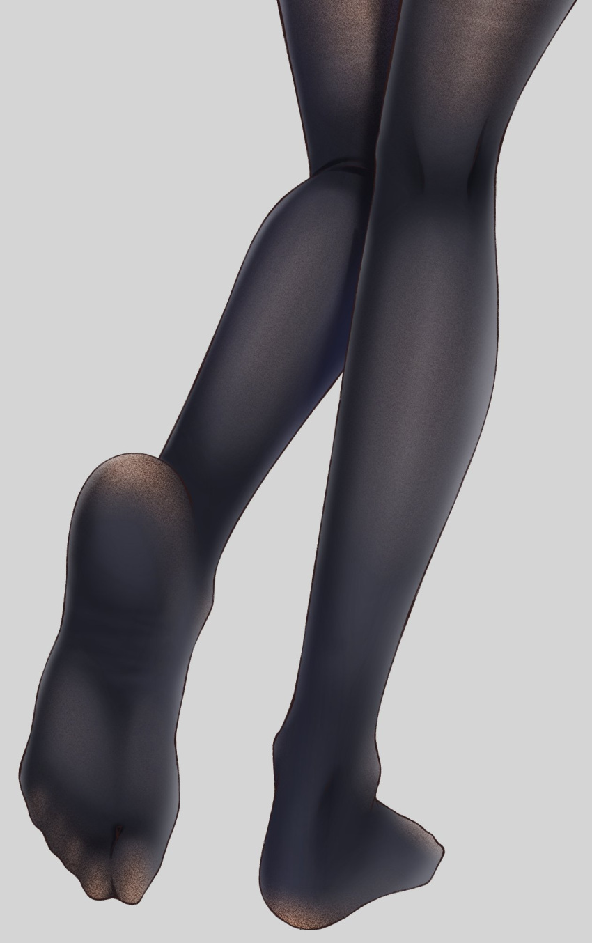 1girl black_legwear close-up fine_fabric_emphasis grey_background gurande_(g-size) highres kneepits legs no_shoes original pantyhose simple_background soles solo standing standing_on_one_leg