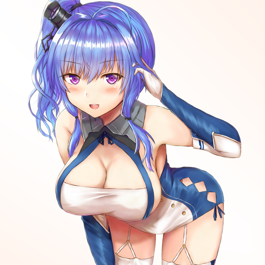 1girl :q ahoge ass azur_lane bare_shoulders blue_hair blush braid breasts buranketo_2 china_dress chinese_clothes cleavage covered_navel dress eyebrows_visible_through_hair fan floral_print gloves grey_background highres holding holding_fan large_breasts lips long_hair looking_at_viewer multiple_views no_panties paper_fan pelvic_curtain shiny shiny_hair shiny_skin simple_background smile spread_legs st._louis_(azur_lane) thigh-highs tongue tongue_out two_side_up violet_eyes white_dress