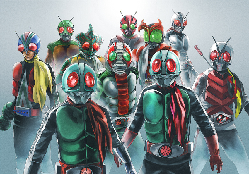 everyone helmet kamen_rider kamen_rider_1 kamen_rider_2 kamen_rider_amazon kamen_rider_amazon_(series) kamen_rider_stronger kamen_rider_stronger_(series) kamen_rider_super-1 kamen_rider_super-1_(series) kamen_rider_v3 kamen_rider_v3_(series) kamen_rider_x kamen_rider_x_(series) kamen_rider_zx new_kamen_rider riderman scarf skyrider tonji