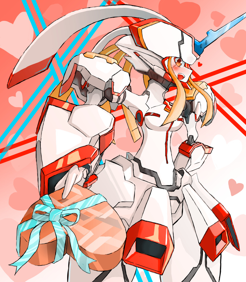 absurdres blush darling_in_the_franxx highres holding mecha mentos_(rundymentos) robot strelizia valentine