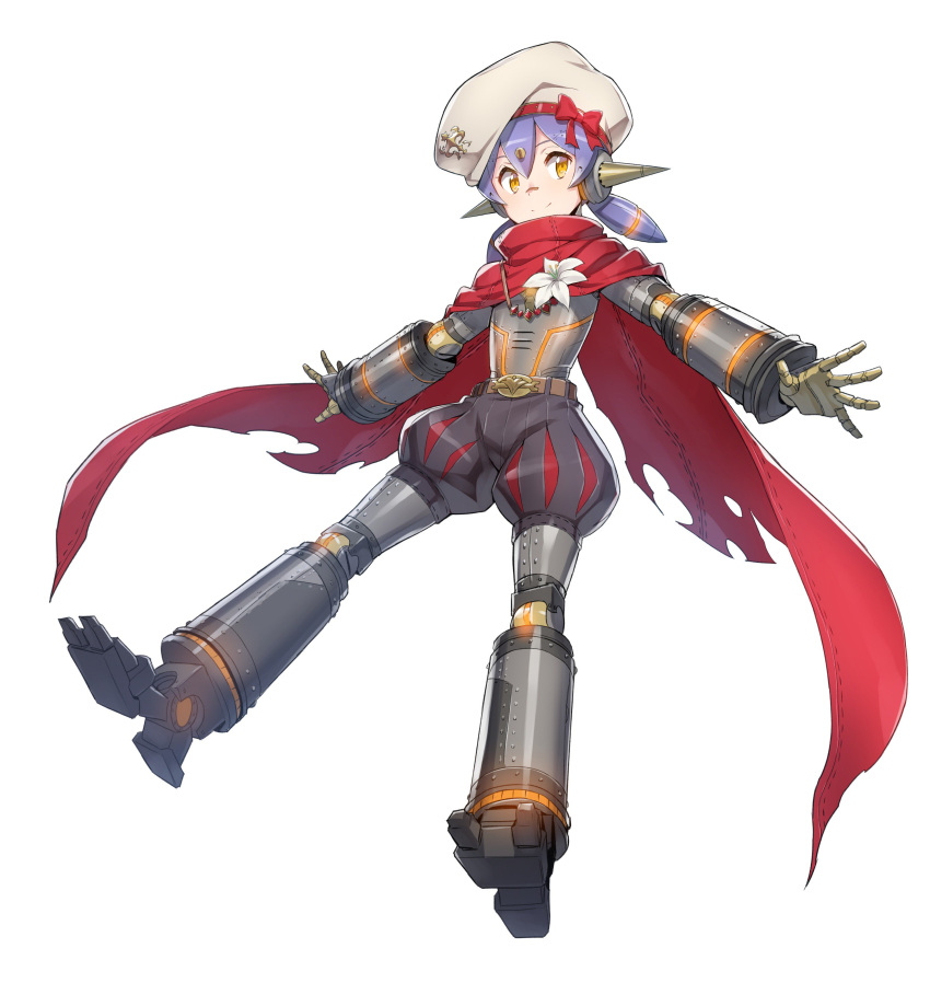 1girl absurdres android full_body hana_(xenoblade) highres mechanical_arms mechanical_legs puffy_shorts red_scarf robot_joints scarf short_shorts shorts simple_background solo supernew torn_scarf white_background xenoblade_2