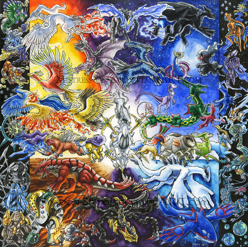 2013 arceus articuno azelf blue_eyes bubble celebi cobalion commentary crescent_moon cresselia darkrai deoxys dialga entei everyone fire floating flying genesect giratina green_hair groudon heatran highres ho-oh horn horns jirachi keldeo kyogre kyurem landorus latias latios long_hair lugia manaphy meloetta mesprit mew mewtwo moltres moon night night_sky no_humans palkia phione pokemon pokemon_(creature) pokemon_(game) pokemon_bw pokemon_dppt pokemon_gsc pokemon_rgby pokemon_rse raikou rayquaza regice regigigas regirock registeel reshiram running shadeofshinon shaymin signature sky star_(sky) starry_sky suicune sysirauta terrakion thundurus tornadus traditional_media uxie very_long_hair victini virizion walking watermark web_address yellow_eyes zapdos zekrom