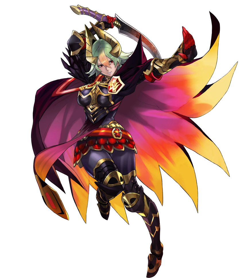 dark_skin earrings fire_emblem fire_emblem_heroes full_body gradient_hair highres jewelry laegjarn_(fire_emblem_heroes) long_hair multicolored_hair solo transparent_background