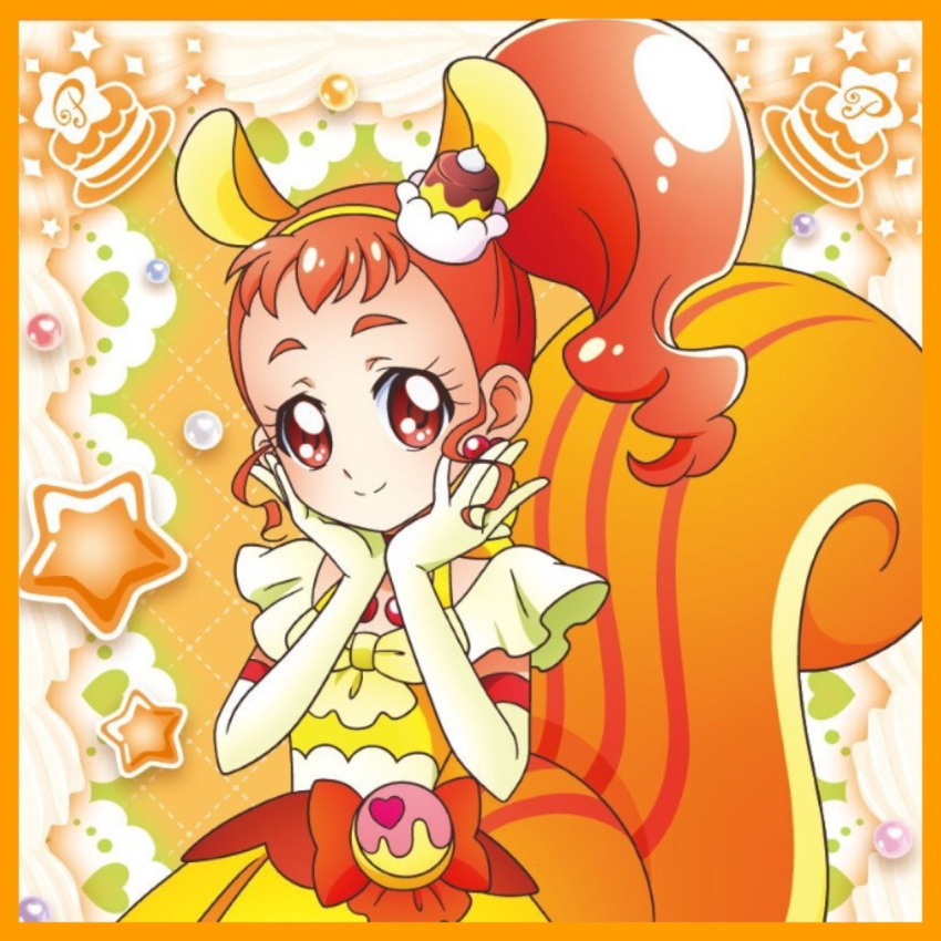 cure_custard long_hair orange_eyes orange_hair smile