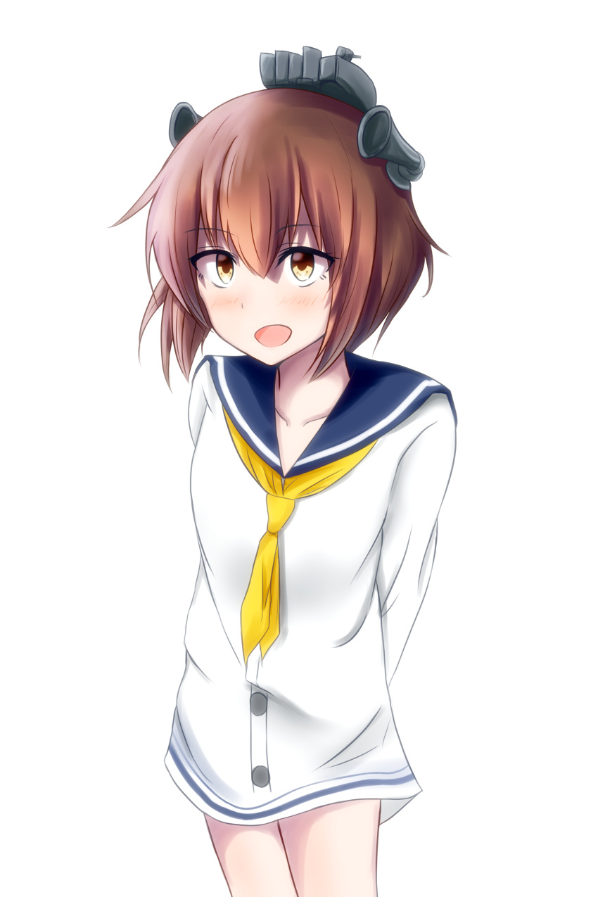 brown_eyes brown_hair seifuku short_hair yukikaze_(kantai_collection)