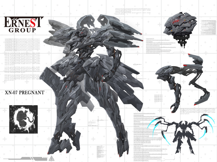 highres mecha no_humans original schematics science_fiction scythe solo tom-neko_(zamudo_akiyuki) weapon