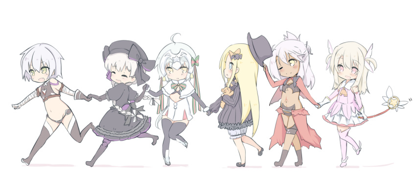 6+girls :d :o ;) ^_^ abigail_williams_(fate/grand_order) ahoge bandage bandaged_arm bangs bare_shoulders bell beret bikini_top black_bikini_top black_bow black_dress black_footwear black_gloves black_hat black_legwear black_panties black_shirt blonde_hair bloomers blue_eyes blush boots bow braid breasts bug butterfly capelet chloe_von_einzbern closed_eyes commentary_request dark_skin detached_sleeves doll_joints dress elbow_gloves eyebrows_visible_through_hair facial_scar fang fate/extra fate/grand_order fate/kaleid_liner_prisma_illya fate_(series) feathers fukiaki fur-trimmed_capelet fur_trim gloves gothic_lolita green_bow green_eyes green_ribbon hair_between_eyes hair_bow hair_bun hair_feathers hat hat_bow hat_removed headpiece headwear_removed holding holding_hat holding_wand illyasviel_von_einzbern insect jack_the_ripper_(fate/apocrypha) jeanne_d'arc_(fate)_(all) jeanne_d'arc_alter_santa_lily lolita_fashion long_hair long_sleeves looking_at_viewer low_twintails magical_ruby mary_janes multiple_girls navel nursery_rhyme_(fate/extra) object_hug one_eye_closed open_mouth orange_bow panties pantyhose parted_bangs parted_lips pink_feathers pink_footwear pink_shirt pleated_dress pleated_skirt polka_dot polka_dot_bow prisma_illya profile puffy_short_sleeves puffy_sleeves revealing_clothes ribbon scar scar_across_eye scar_on_cheek shirt shoes short_dress short_sleeves shoulder_tattoo silver_hair single_glove skirt sleeveless sleeveless_shirt sleeves_past_fingers sleeves_past_wrists small_breasts smile standing standing_on_one_leg stomach_tattoo striped striped_bow striped_ribbon stuffed_animal stuffed_toy tattoo teddy_bear thigh-highs thigh_boots twin_braids twintails two_side_up underwear very_long_hair walking wand white_bloomers white_bow white_capelet white_dress white_gloves white_skirt yellow_eyes