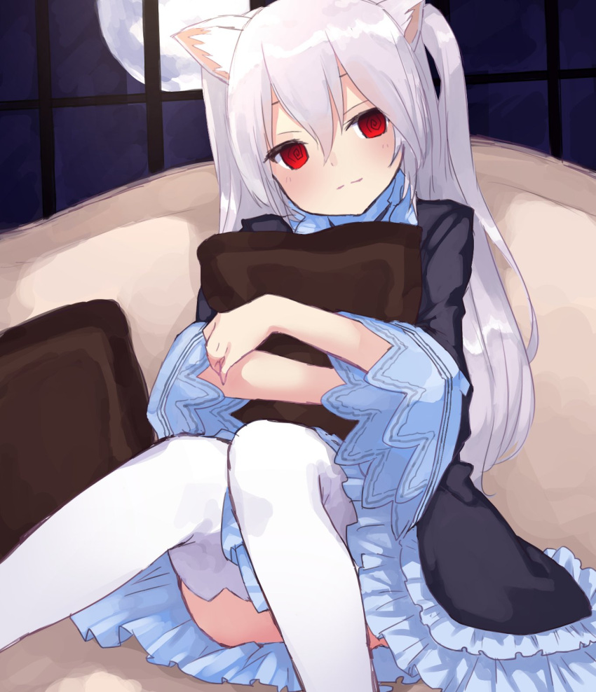 1girl animal_ears blancpig_yryr blush cat_ears dress eyebrows_visible_through_hair hair_between_eyes highres long_hair looking_at_viewer nora_cat nora_cat_channel red_eyes smile solo virtual_youtuber