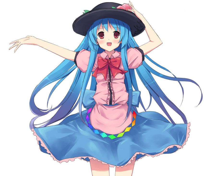 blue_hair food fruit hat hinanawi_tenshi long_hair pepe pepe_(pixiv) tanuxu touhou