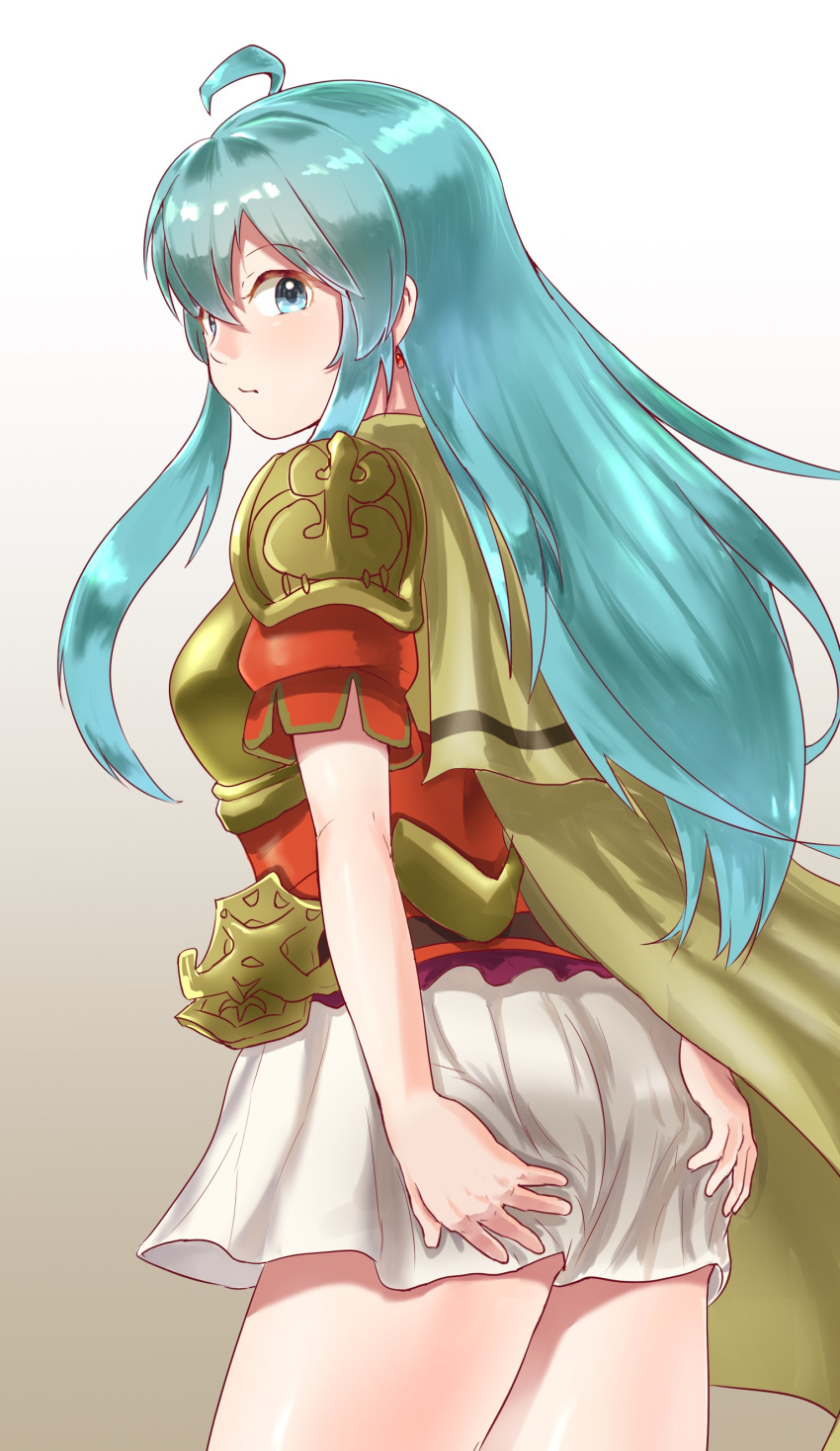 1girl absurdres aqua_hair armor artist_request ass blue_eyes blue_hair blush cape cute eirika fire_emblem fire_emblem:_seima_no_kouseki fire_emblem_8 fire_emblem_heroes gloves highres intelligent_systems long_hair looking_at_viewer nintendo skirt solo thigh-highs zettai_ryouiki