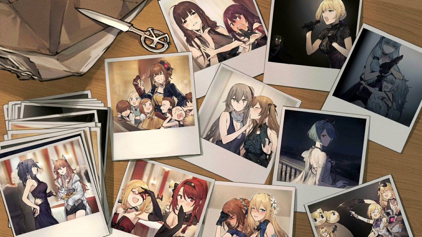 6+girls alternate_costume alternate_hairstyle animal_ears arm_around_shoulder arm_ribbon bangs black_dress black_gloves black_hair blindfold blonde_hair blue_eyes blue_gloves blush braid breasts brown_eyes brown_hair cat_ears champagne_flute child choker cleavage closed_eyes colt_m1873_(girls_frontline) cup dinergate_(girls_frontline) dress drinking_glass drooling drunk dsr-50_(girls_frontline) duoyuanjun elbow_gloves embarrassed evo_3_(girls_frontline) expressionless eyewear_on_head finger_to_cheek flower food g11_(girls_frontline) girls_frontline glasses gloves glowing glowing_eyes grey_hair grizzly_mkv_(girls_frontline) gun hair_between_eyes hair_flower hair_ornament hair_tie half_gloves hand_on_another's_mouth hand_on_own_chest hand_on_railing hand_to_own_head hand_to_own_mouth hand_up handgun helianthus_(girls_frontline) highres hk416_(girls_frontline) holding holding_drinking_glass holding_gun holding_microphone holding_tray holding_weapon idw_(girls_frontline) jacket jewelry large_breasts layered_dress long_hair looking_at_viewer m1903_springfield_(girls_frontline) m1918_bar_(girls_frontline) m950a_(girls_frontline) medium_breasts messy_hair microphone mosin-nagant_(girls_frontline) multi-tied_hair multiple_girls necklace o-ring_choker official_art open_mouth outstretched_hand parted_lips persica_(girls_frontline) photo_(object) pistol purple_dress railing red_eyes redhead ribbon scar scar_across_eye scarf see-through shaded_face short_hair side_braid sidelocks sleeping sleeveless sleeveless_dress small_breasts smile spinning strapless strapless_dress sunglasses tray tsundere twintails ump45_(girls_frontline) ump9_(girls_frontline) very_long_hair vz.61_(girls_frontline) wa2000_(girls_frontline) weapon welrod_mk2_(girls_frontline) white_dress white_gloves yellow_dress yellow_eyes zas_m21_(girls_frontline)