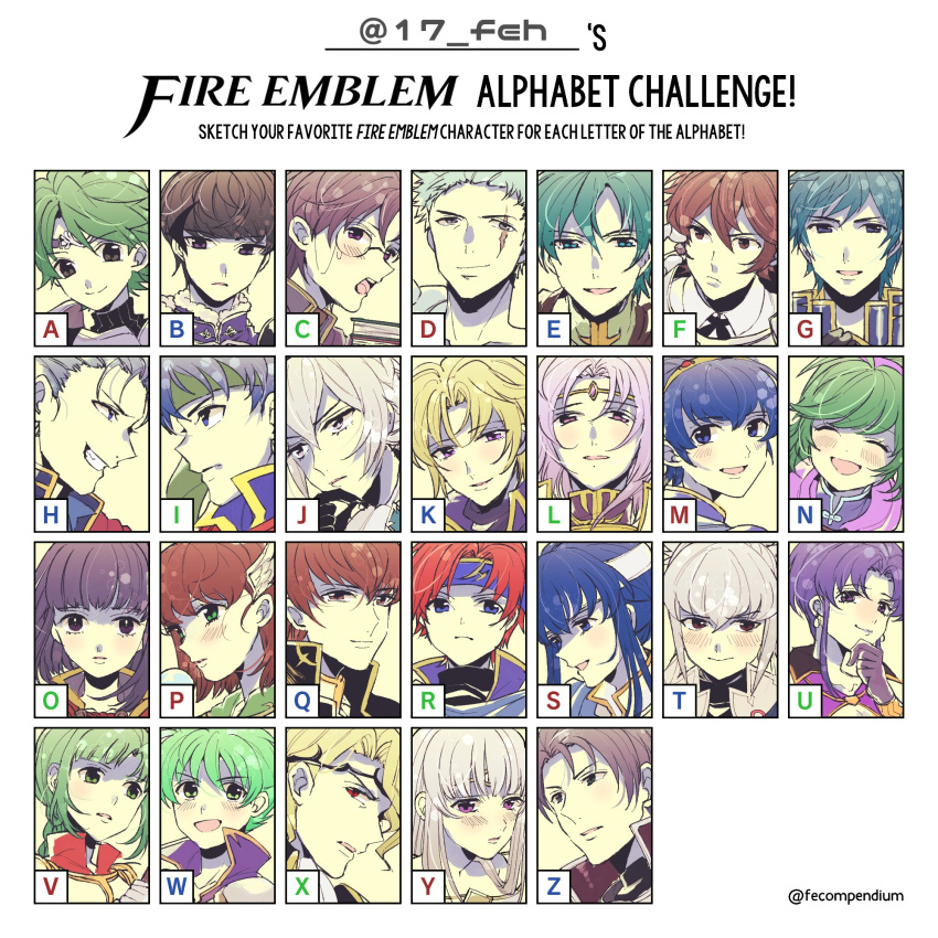 alm_(fire_emblem) armor artist_request berkut_(fire_emblem) black_armor black_hair blue_armor blue_eyes blue_hair blush brown_hair cape celice_(fire_emblem) circlet ephraim fire_emblem fire_emblem:_fuuin_no_tsurugi fire_emblem:_kakusei fire_emblem:_mystery_of_the_emblem fire_emblem:_rekka_no_ken fire_emblem:_seima_no_kouseki fire_emblem:_seisen_no_keifu fire_emblem:_souen_no_kiseki fire_emblem_echoes:_mou_hitori_no_eiyuuou fire_emblem_heroes fire_emblem_if frederik_(fire_emblem) gloves green_eyes green_hair hairband hector_(fire_emblem) highres ike joker_(fire_emblem_if) lavender_hair long_hair looking_at_viewer lyon_(fire_emblem) mamkute marks_(fire_emblem_if) marth multiple_boys nino_(fire_emblem) open_mouth priscilla_(fire_emblem) purple_hair purple_hairband redhead roy_(fire_emblem) short_hair smile takumi_(fire_emblem_if) tiara ursula_(fire_emblem) vanessa_(fire_emblem) very_long_hair violet_eyes yuria_(fire_emblem)