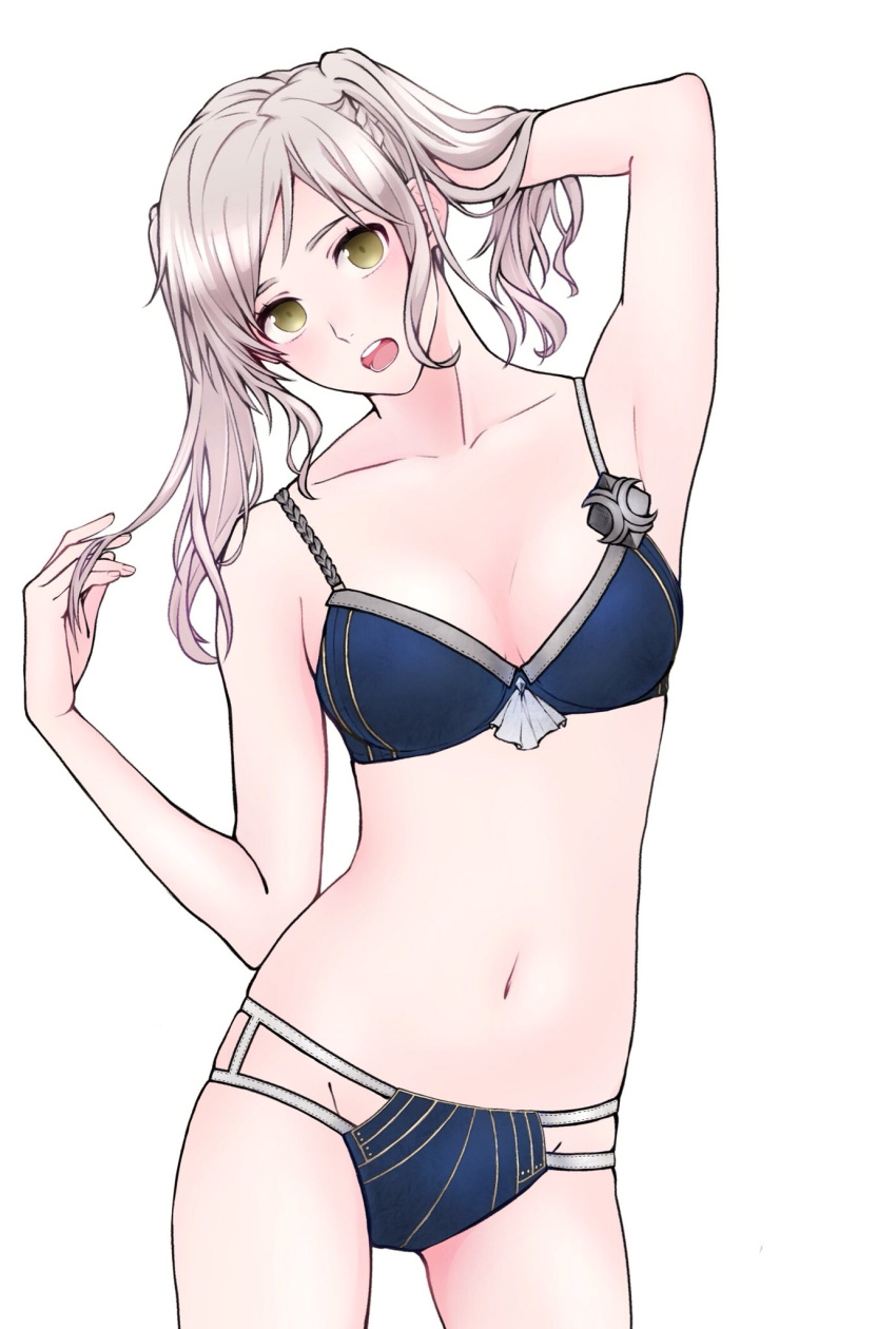 1girl artist_request bra breasts female_my_unit_(fire_emblem:_kakusei) fire_emblem highres long_hair looking_at_viewer mamkute my_unit_(fire_emblem:_kakusei) navel panties simple_background solo twintails underwear white_background white_hair