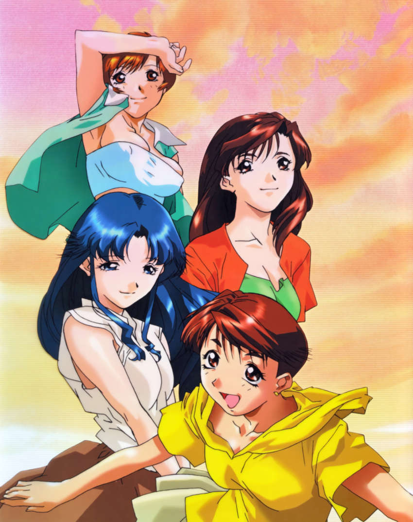 90s fujiwara_aya highres kurihara_mari official_art super_real_mahjong tanaka_ryou toono_mizuki toyohara_etsuko