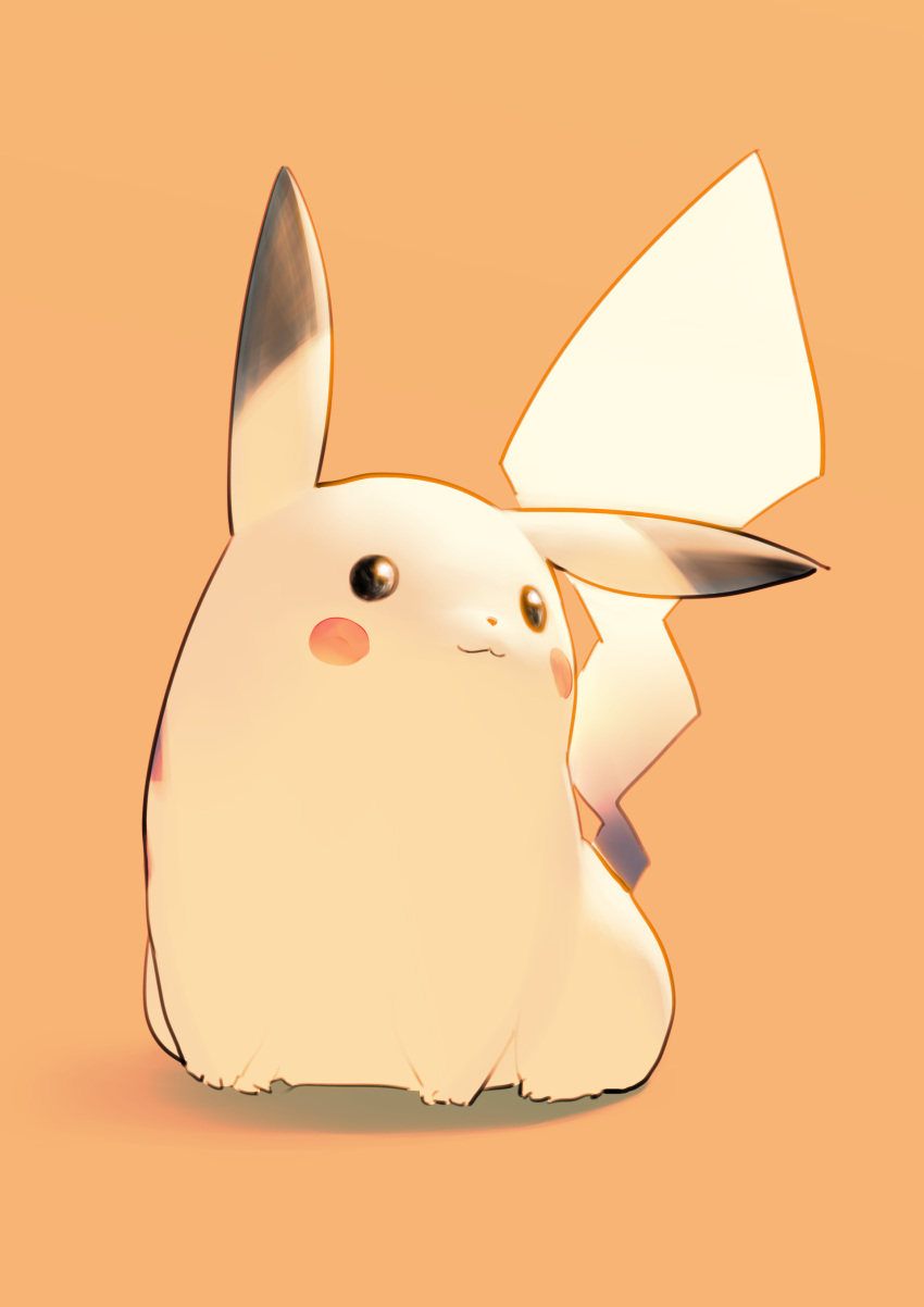 absurdres animal commentary full_body gen_1_pokemon highres looking_away mouse no_humans nurul_hidayat pikachu pokemon pokemon_(creature) smile solo tail yellow_background