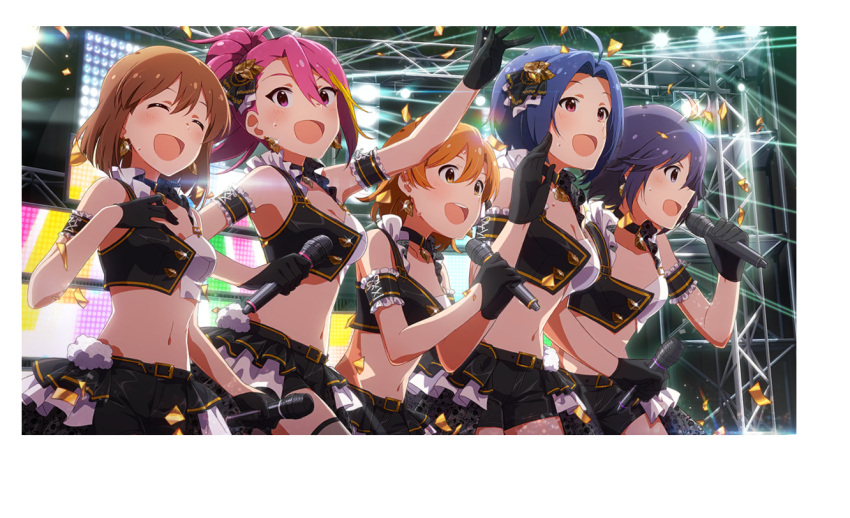 black_hair brown_eyes brown_hair group hagiwara_yukiho idolmaster idolmaster_million_live! idolmaster_million_live!_theater_days kikuchi_makoto long_hair maihama_ayumu miura_azusa pink_hair short_hair yabuki_kana