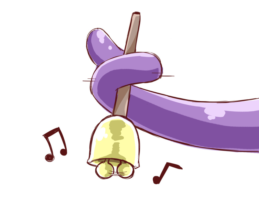 1girl bell greenteaneko highres musical_note original out-of-frame_censoring prehensile_hair purple_hair simple_background solo tentacle_hair white_background