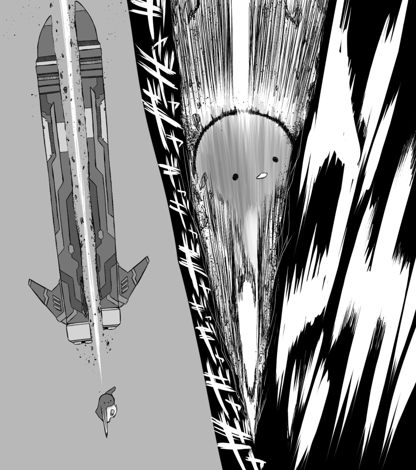 bird comic highres hijikata-san_(m.m) m.m monochrome original slashing