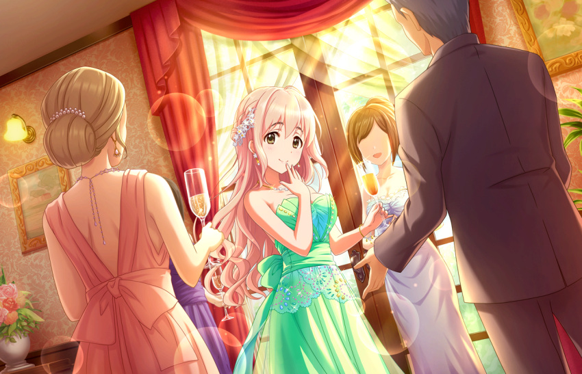 blush brown_eyes dress idolmaster idolmaster_cinderella_girls idolmaster_cinderella_girls_starlight_stage long_hair pink_hair saionji_kotoka smile