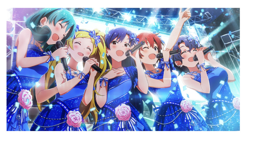 dress emily_stuart group idolmaster idolmaster_million_live! idolmaster_million_live!_theater_days julia_(idolmaster) kisaragi_chihaya long_hair short_hair singing tokugawa_matsuri toyokawa_fuuka