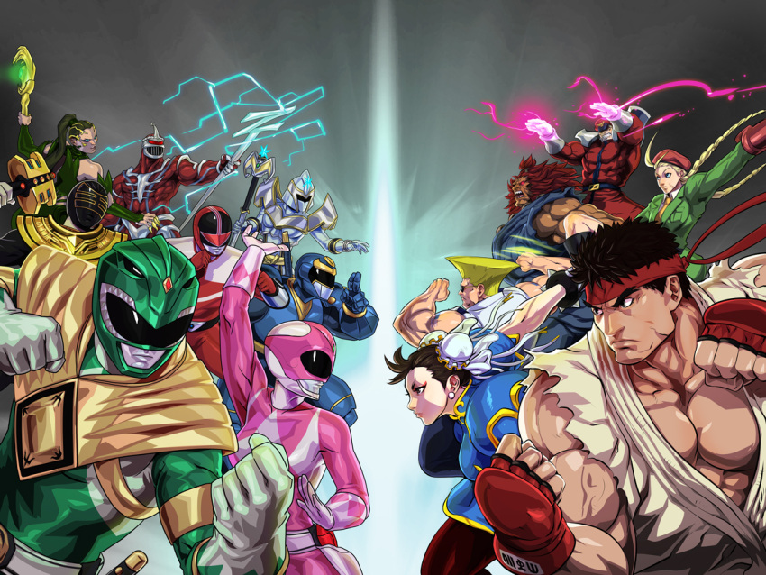 armor green_ranger jeffrey_cruz lord_zedd magi_mother multiple_boys multiple_girls ninjor official_art power_rangers rita_repulsa ryuu_(street_fighter) saban_entertainment street_fighter timeforce_red_ranger timered tommy_oliver udon