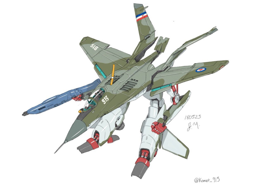2018 anti-u.n. camouflage commentary commentary_request cosmos915 dated gerwalk gunpod macross macross_zero mecha mig-29 original radio_antenna real_life roundel russian_flag science_fiction signature simple_background sketch solo variable_fighter