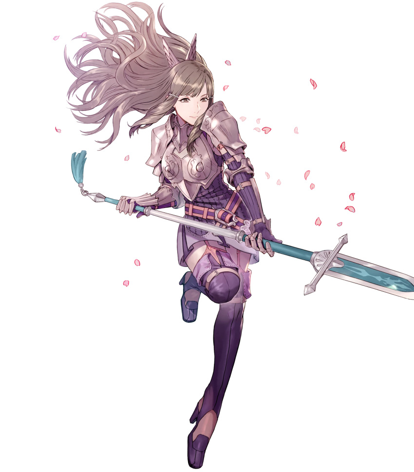 1girl armor bangs fire_emblem fire_emblem:_kakusei fire_emblem_heroes full_body highres long_hair official_art pikomaro solo sumia transparent_background weapon