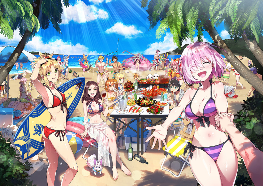 ahoge animal_ears annotation_request artoria_pendragon_(all) artoria_pendragon_(swimsuit_archer) atalanta_(fate) barbecue barefoot beach bikini blonde_hair bottle breasts character_request cleopatra_(fate/grand_order) closed_eyes dark_skin day eating edward_teach_(fate/grand_order) elizabeth_bathory_(fate)_(all) fate/apocrypha fate/extra fate/grand_order fate/prototype fate/prototype:_fragments_of_blue_and_silver fate/stay_night fate/zero fate_(series) fishing_rod florence_nightingale_(fate/grand_order) food fou_(fate/grand_order) fox_ears francis_drake_(fate) fujimaru_ritsuka_(female) fujimaru_ritsuka_(male) fujimura_taiga gilgamesh green_eyes hans_christian_andersen_(fate) jack_the_ripper_(fate/apocrypha) jackal_ears jaguarman_(fate/grand_order) jeanne_d'arc_(fate)_(all) jeanne_d'arc_alter_santa_lily julius_caesar_(fate/grand_order) large_breasts leonardo_da_vinci_(fate/grand_order) long_hair looking_at_viewer lossy-lossless male_swimwear marie_antoinette_(fate/grand_order) marie_antoinette_(swimsuit_caster)_(fate) mash_kyrielight medium_breasts medjed mordred_(fate)_(all) mordred_(swimsuit_rider)_(fate) multiple_girls nitocris_(fate/grand_order) nursery_rhyme_(fate/extra) ocean open_mouth out_of_frame ozymandias_(fate) pink_hair pov pov_hands purple_hair red_bikini redrop ribbon saber scathach_(fate)_(all) scathach_(fate/grand_order) scathach_(swimsuit_assassin)_(fate) short_hair side-tie_bikini small_breasts smile stitched summer sunglasses swim_briefs swimsuit swimwear tabard tail tamamo_(fate)_(all) tamamo_cat_(fate) third-party_edit violet_eyes william_shakespeare_(fate)