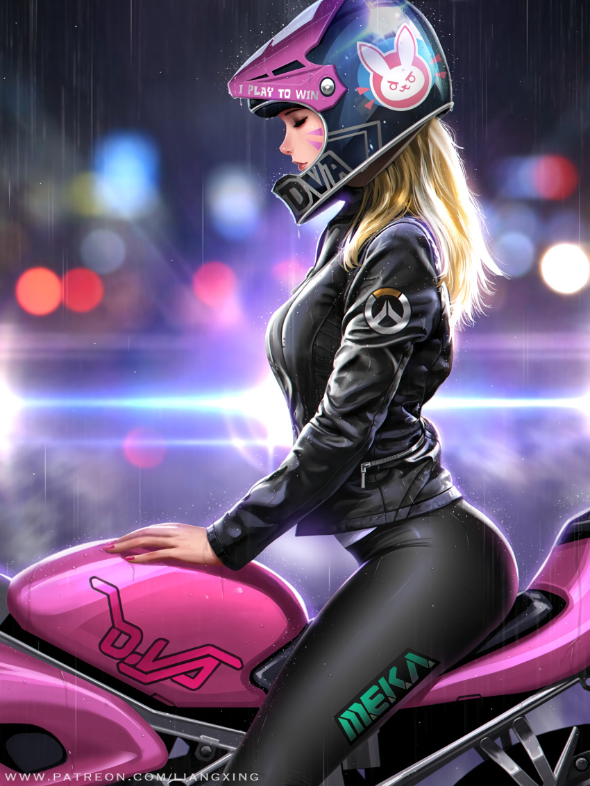 1girl motorcycle overwatch solo tagme